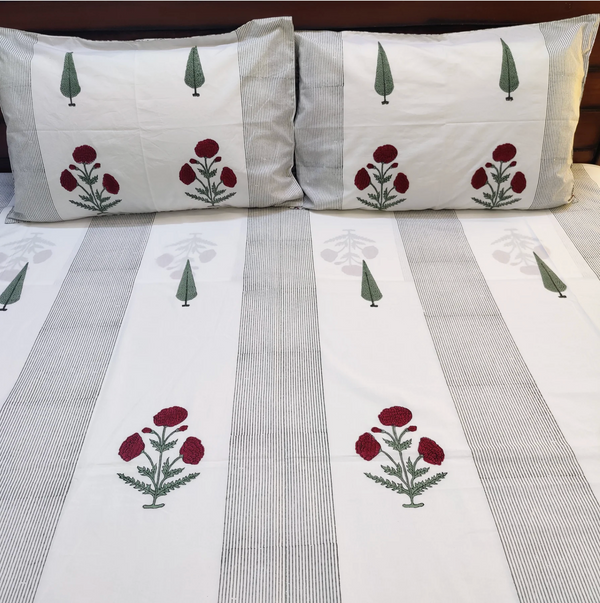 CYPRESS & MARIGOLD PERACLE COTTON BEDSHEET (QUEEN SIZE 90*108) - newkasa