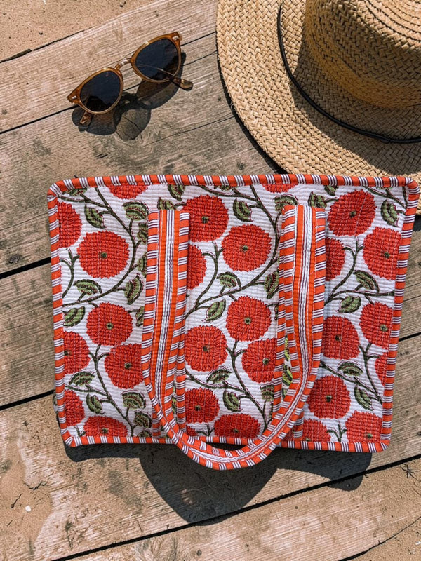 Quilted Tote Bag - Sunset Bloom