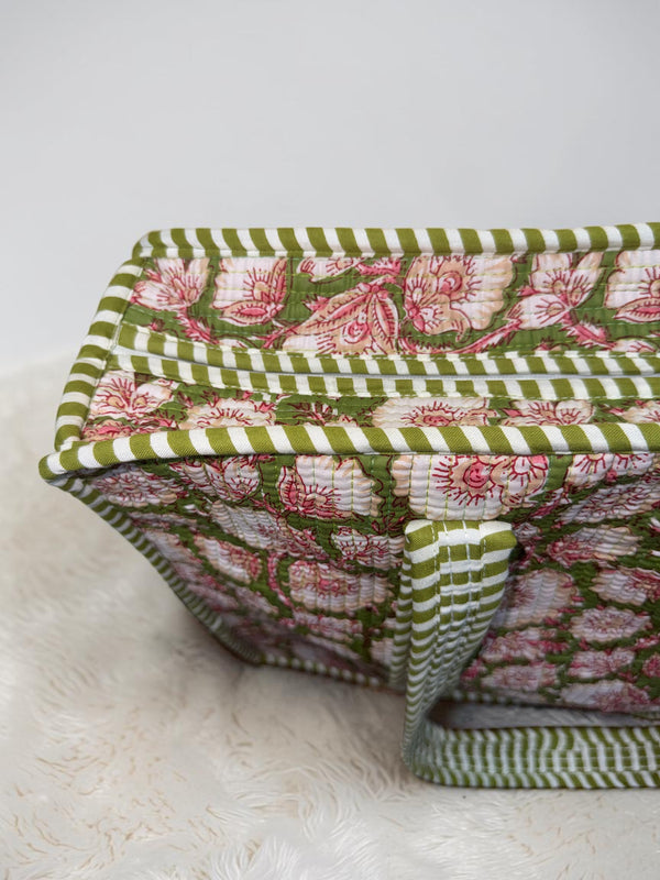 Olive Bloom Quilted Tote Bag