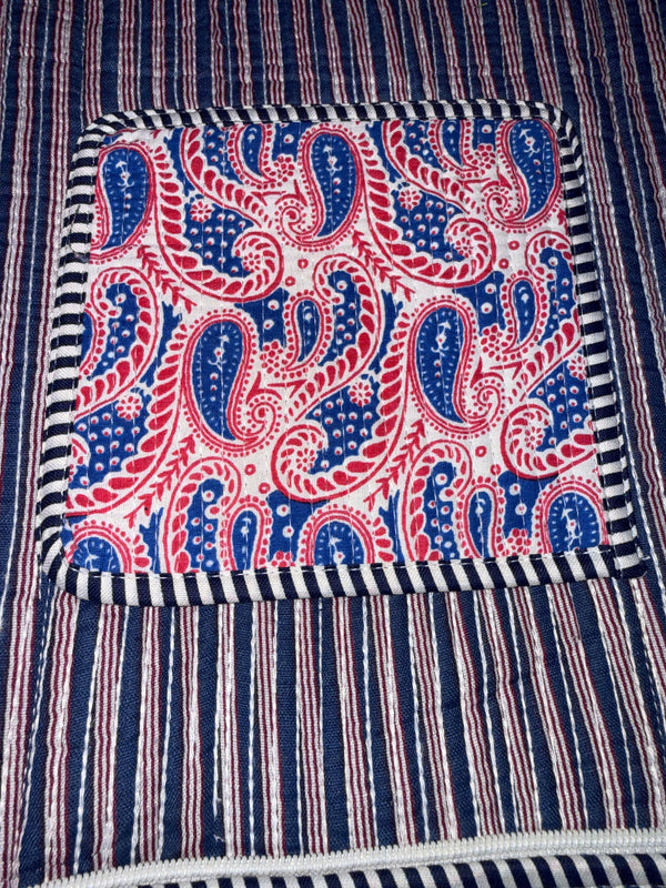 Quilted Tote Bag - Royal Paisley