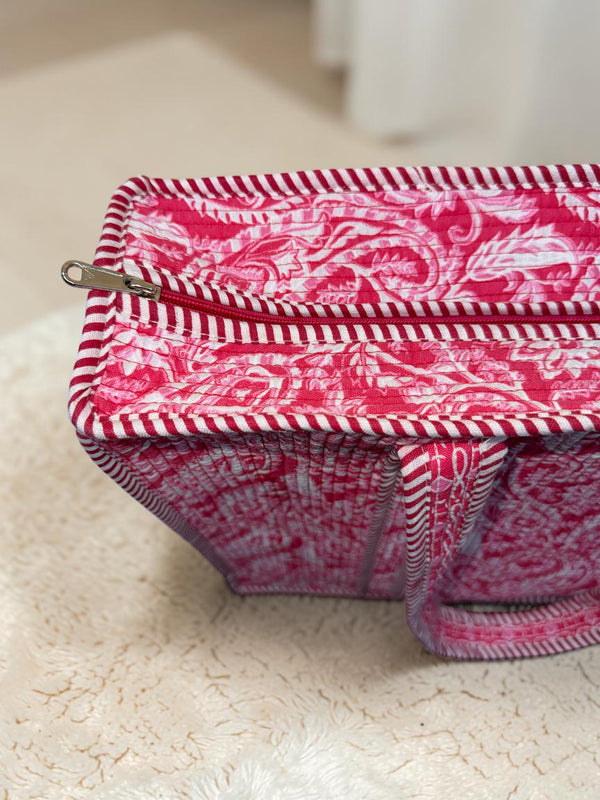Quilted Tote Bag - Gulaabi Raag