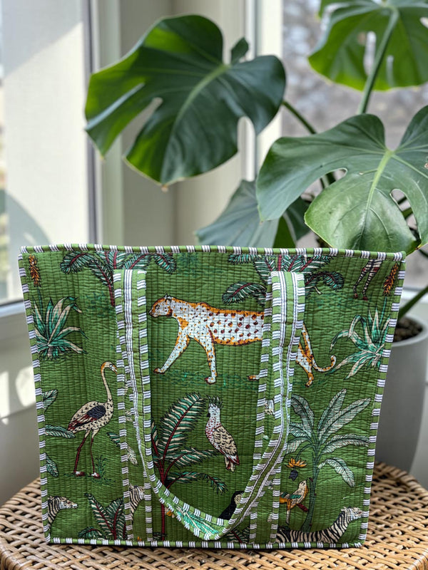 Emerald Safari Quilted Tote Bag