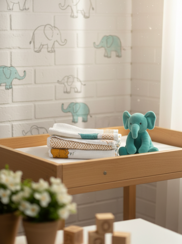 Elephu Waffle Handblock Printed Baby Towel Set of 2