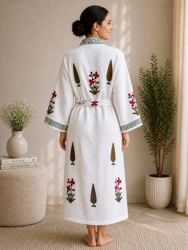 Meadow Vine Waffle Cotton Bathrobe