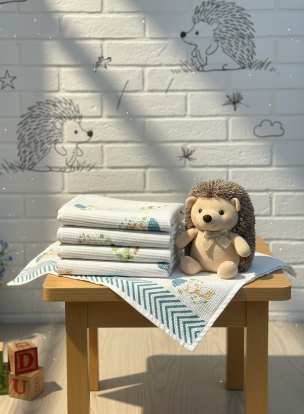 Jungle Jamboree Waffle Handblock Printed Baby Towel Set of 2