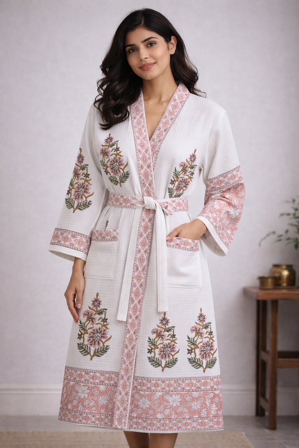 GULRANG – HANDBLOCK WAFFLE COTTON BATHROBE