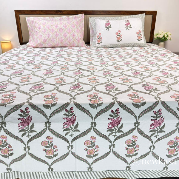 GULABMAHAL – Handblock Cotton Bedsheet (Queen 90×108)
