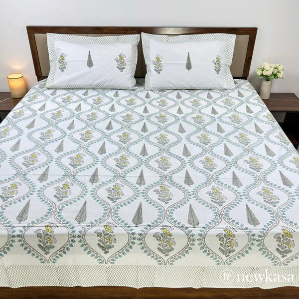 SHVETVATIKA – Handblock Cotton Bedsheet | Queen 90×108 |