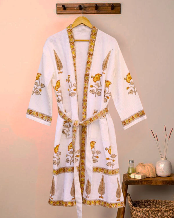 Kesariya Ishq – Jaipuri Cotton Waffle Bathrobe