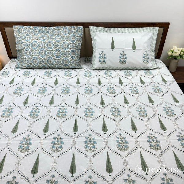 NEEL VATIKA – Handblock Cotton Bedsheet (Queen 90×108)