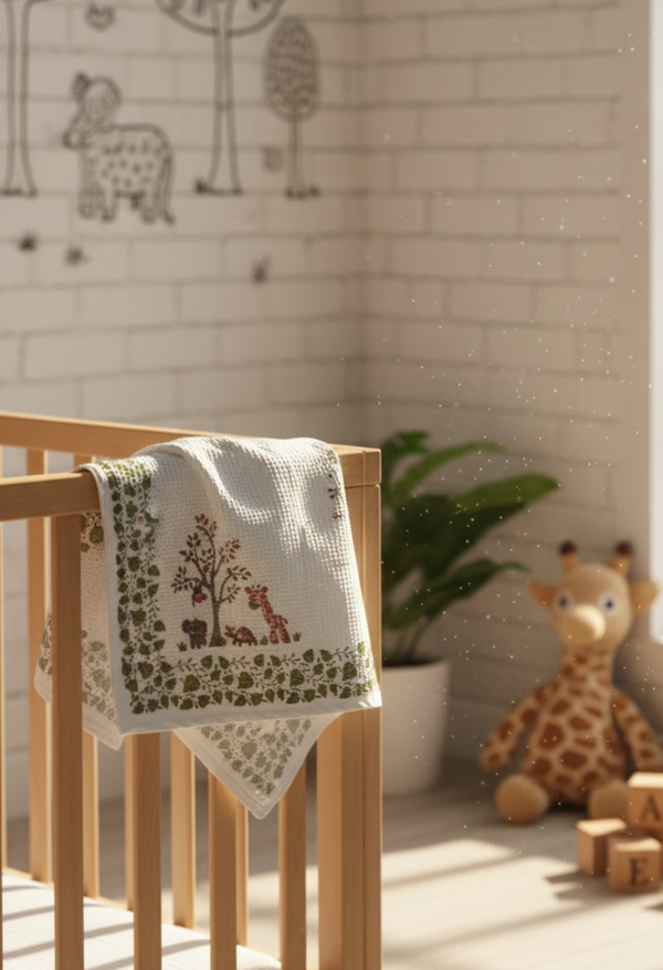 Treehouse Tots Waffle Handblock Printed Baby Towel Set of 2