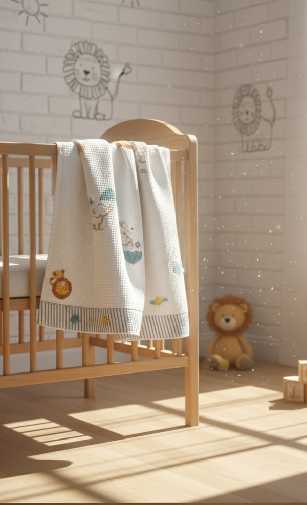 Simbaa’s Safari Waffle Handblock Printed Baby Towel Set of 2