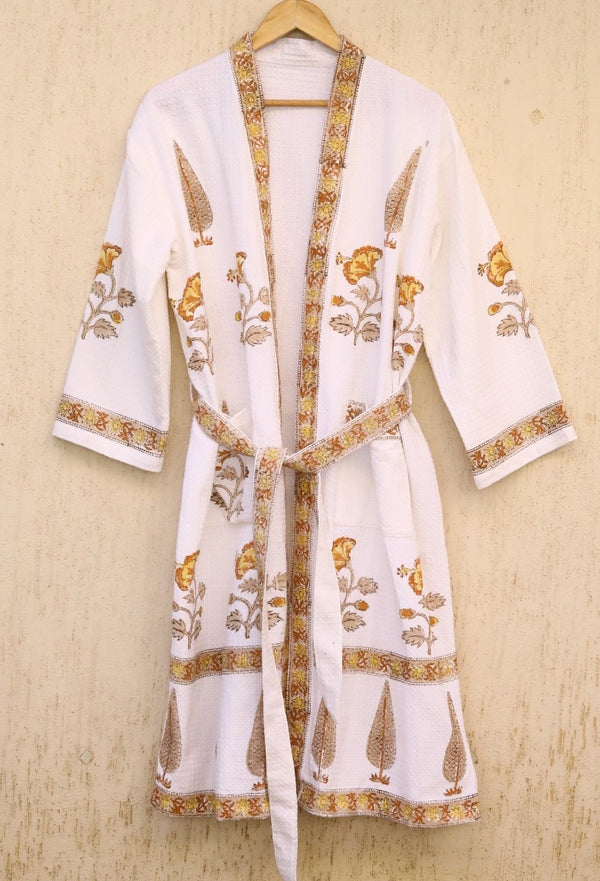 Kesariya Ishq – Jaipuri Cotton Waffle Bathrobe