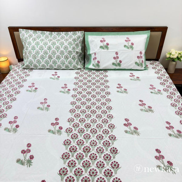 GULNAAR VATIKA – Handblock Cotton Bedsheet (Queen 90×108)