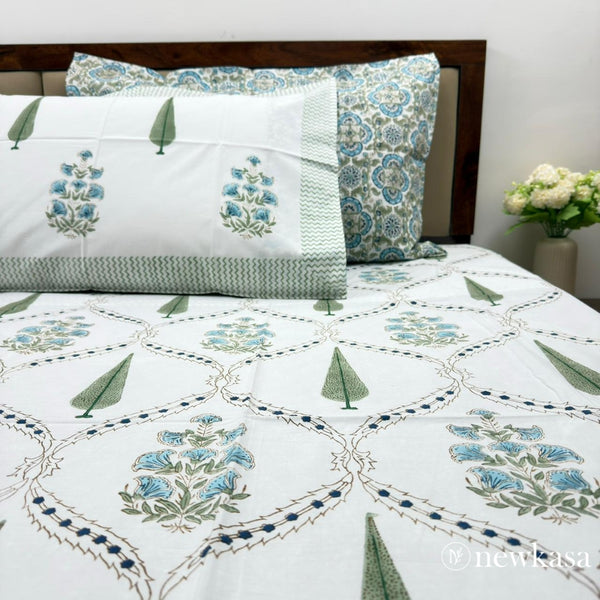 NEEL VATIKA – Handblock Cotton Bedsheet (Queen 90×108)