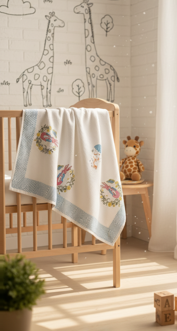 Binky Bloom Waffle Handblock Printed Baby Towel Set of 2