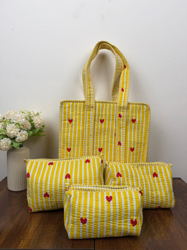 Quilted Tote Bag - Sunshine Hearts