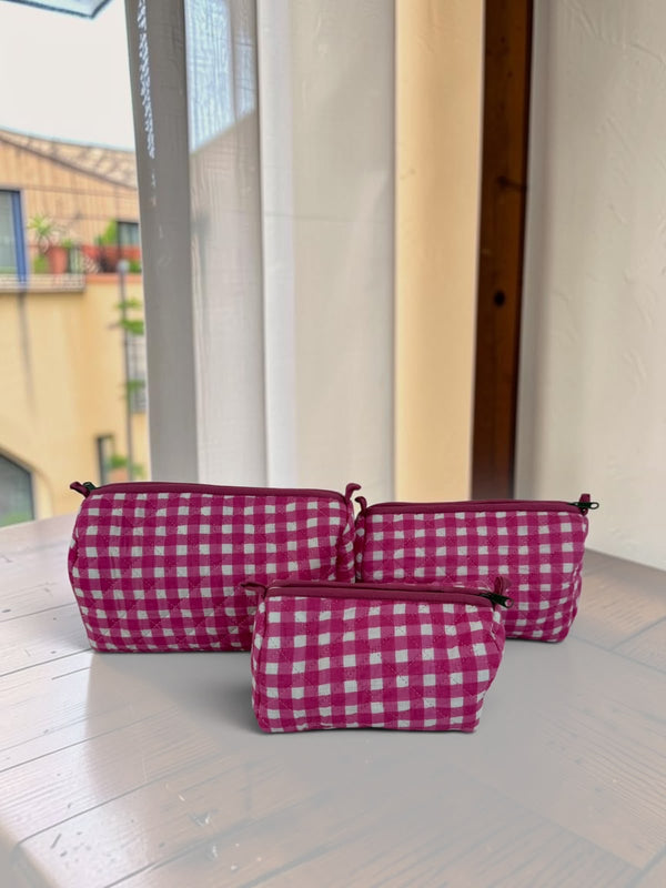 Berry Gingham Pouch  Set