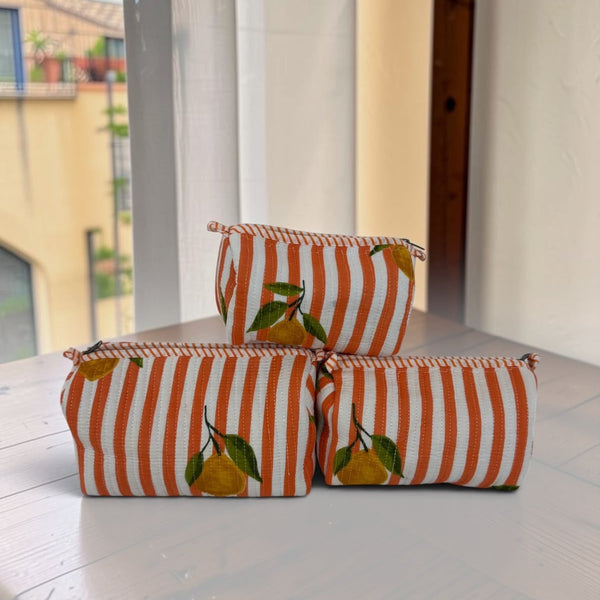 Orange Lemon Stripe Pouch bag