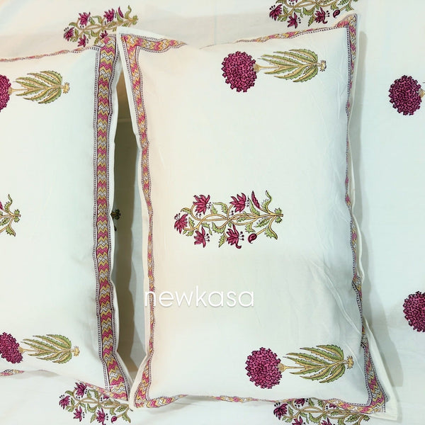 MAROON FLORAL HAND BLOCK PRINT PREMIUM COTTON BEDSHEET (QUEEN SIZE 90*108) - newkasa