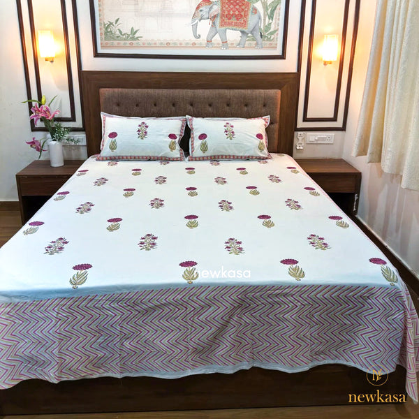 Mehroon Rangrez – Jaipuri Hand Block Cotton Bedsheet (QUEEN SIZE 90*108)