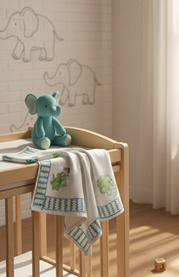 Rainy Roro Waffle Handblock Printed Baby Towel Set of 2