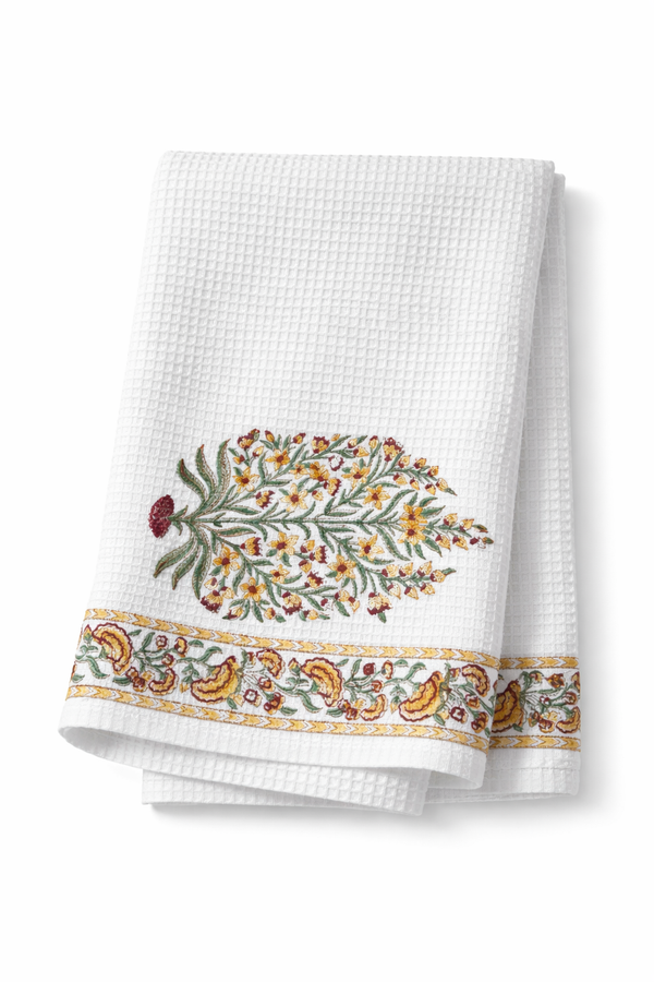 Saffron Meadow Handblock Bath Towel