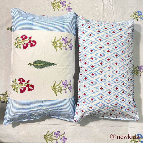 Meera Mahal Rang - Spring Courtyard Embroidered Cotton| King 108×108 | Multicolour Floral | Newkasa Premium Collection