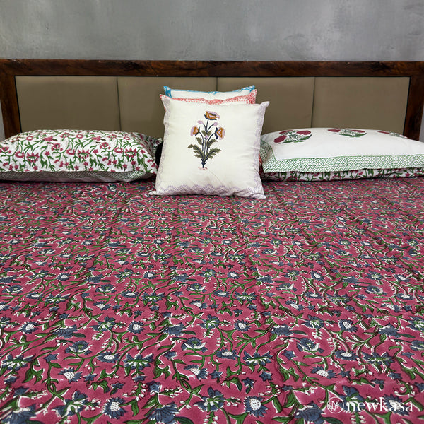 ANAR BAGH - Jaipuri Hand Block Cotton Bedsheet (KING SIZE 108*108)