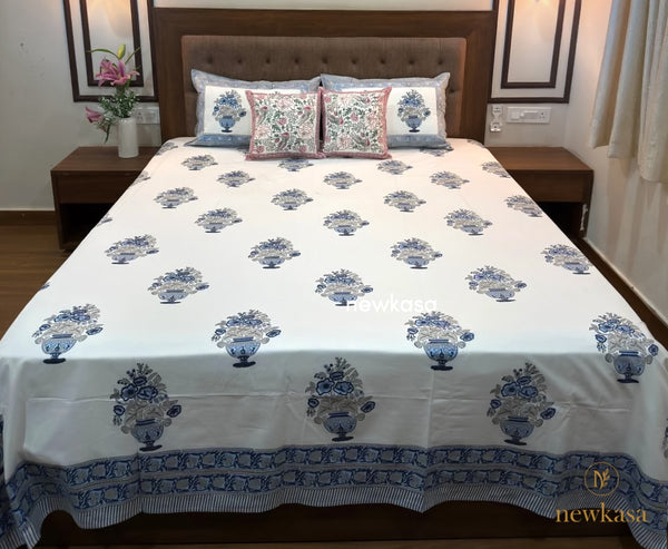 Ambar Phool – Jaipuri Hand Block Cotton Bedsheet (KING SIZE 108*108)