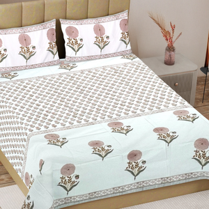 GULZAR BLUSH  PERACLE COTTON BEDSHEET (QUEEN SIZE 90*108) - newkasa