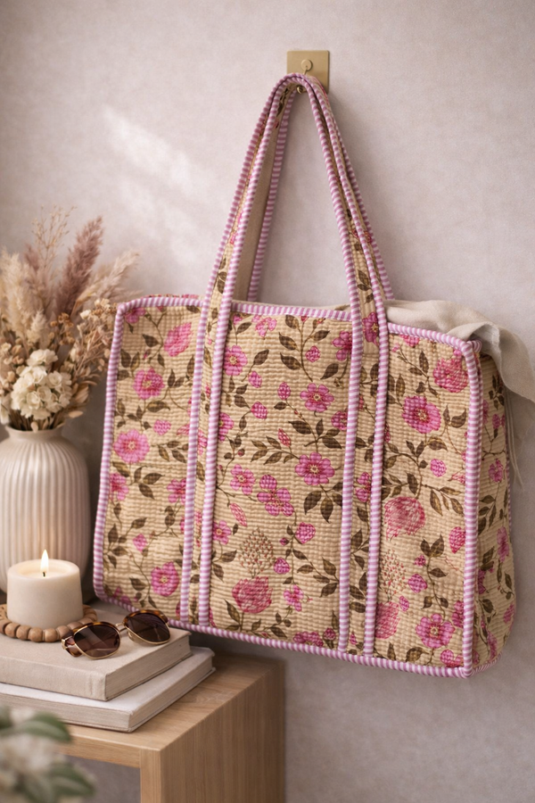 Desert Rose Quilted Tote Bag