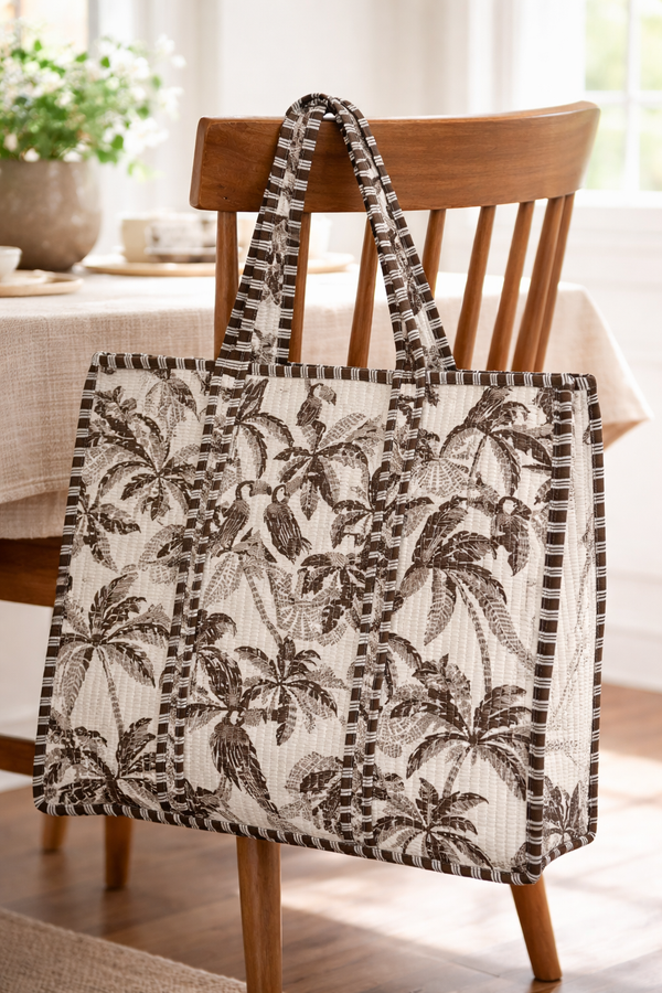 Maru Jungle Quilted Cotton Tote Bag – 18x18
