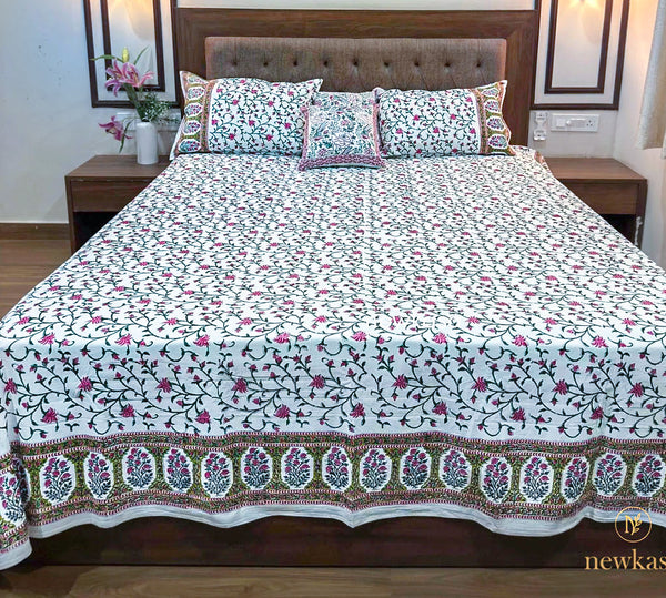 Gulaab Sheher – Jaipuri Hand Block Cotton Bedsheet (QUEEN SIZE 90*108)