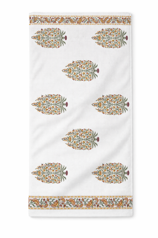 Saffron Meadow Handblock Bath Towel