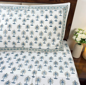 Jaipuri Hand Block Cotton Bedsheet - Neel Aangan