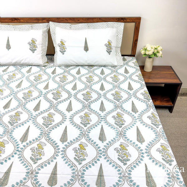 SHVETVATIKA – Handblock Cotton Bedsheet | Queen 90×108 |