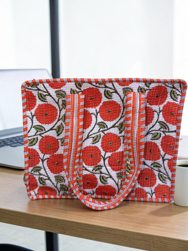 Quilted Tote Bag - Sunset Bloom