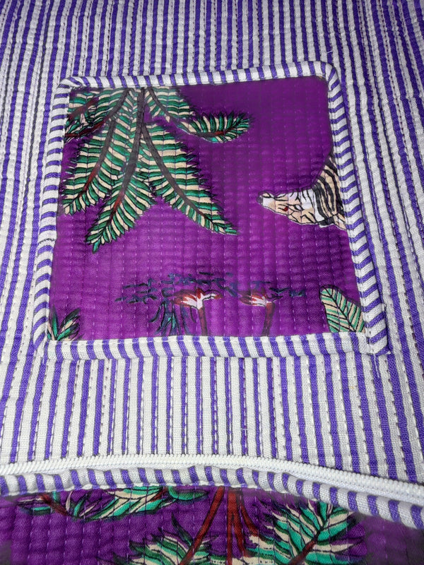 Quilted Tote Bag - Violet Safari
