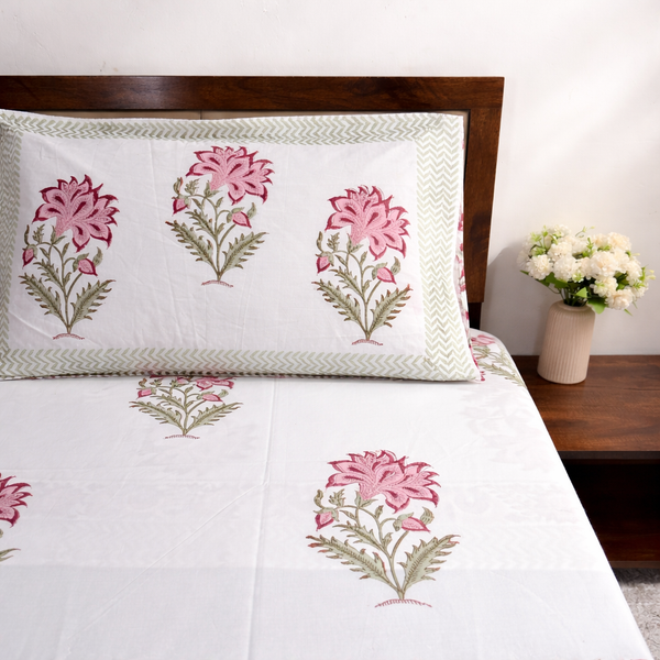 Gulaal Vasant – Handblock Percale Cotton Bedsheet