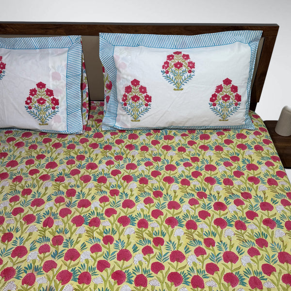 Phool Bagicha – Handblock Percale Cotton Bedsheet