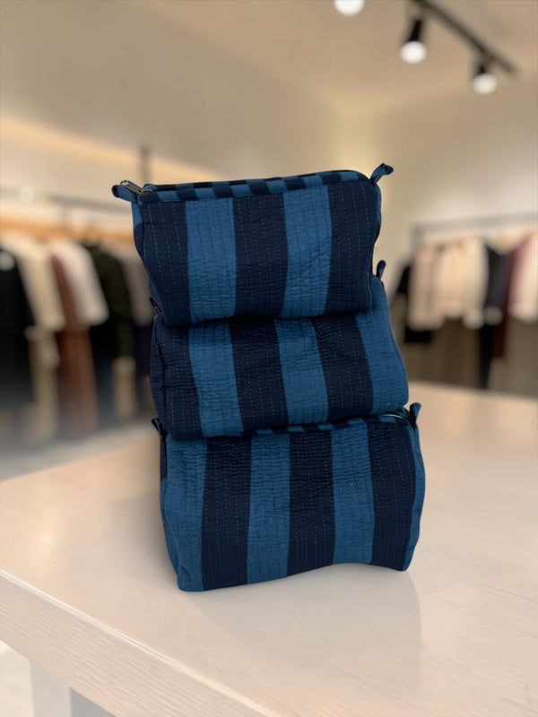 Blue stripe pouch set