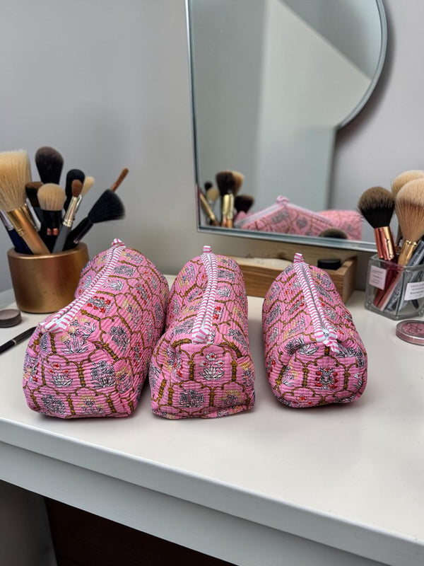 Quilted Pouch Trio - Blush Bloom