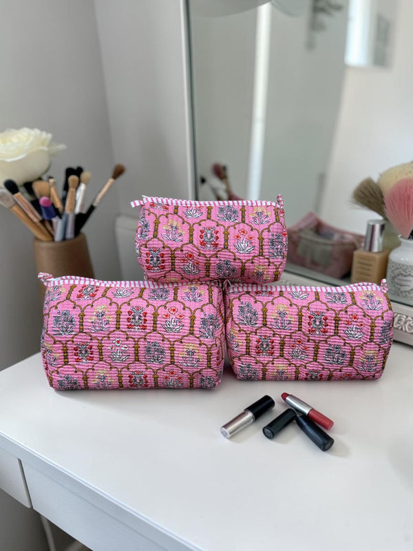 Quilted Pouch Trio - Blush Bloom