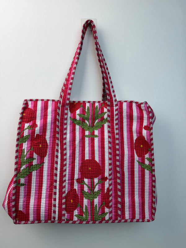 Laal Gulnaar Stripe Tote Bag