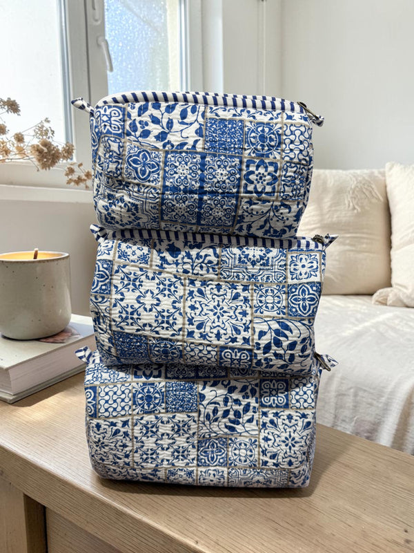 Quilted Pouch Trio - Indigo Kashi