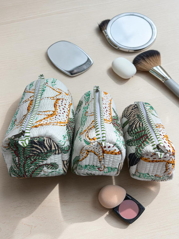 Quilted Pouch Trio - Ivory Savana