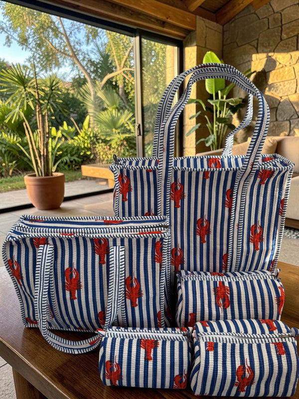 Quilted Tote Bag - Coastal Breeze