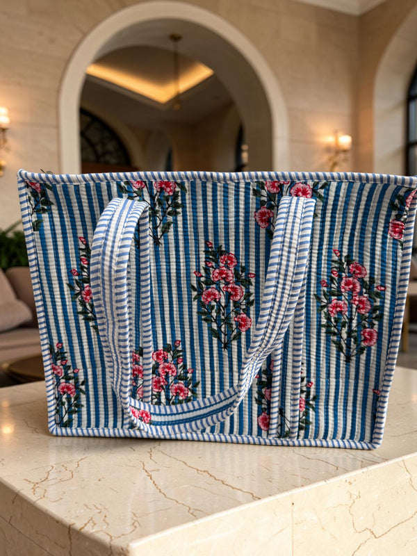 Floral Tide Quilted Tote Bag