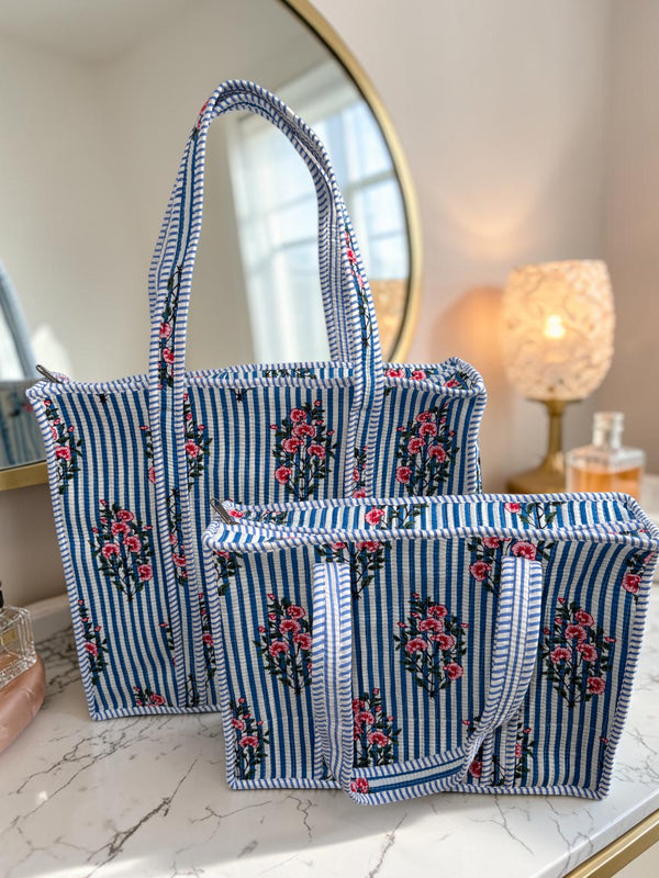 Floral Tide Quilted Tote Bag